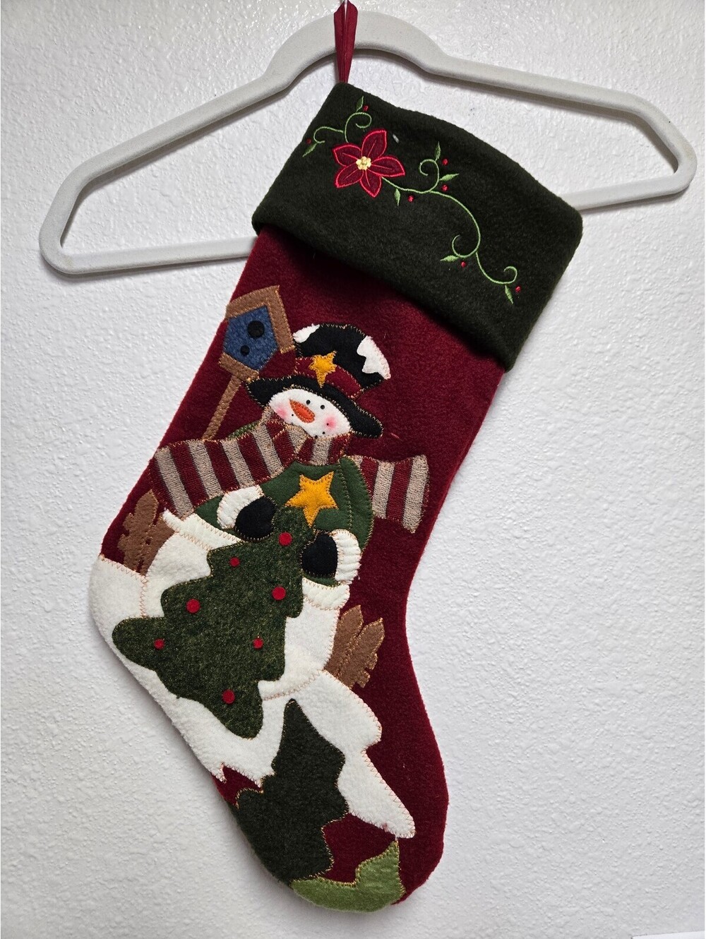 Vintage Prima Creations 2007 Snowman Christmas Stocking Felt 3D Applique Fine